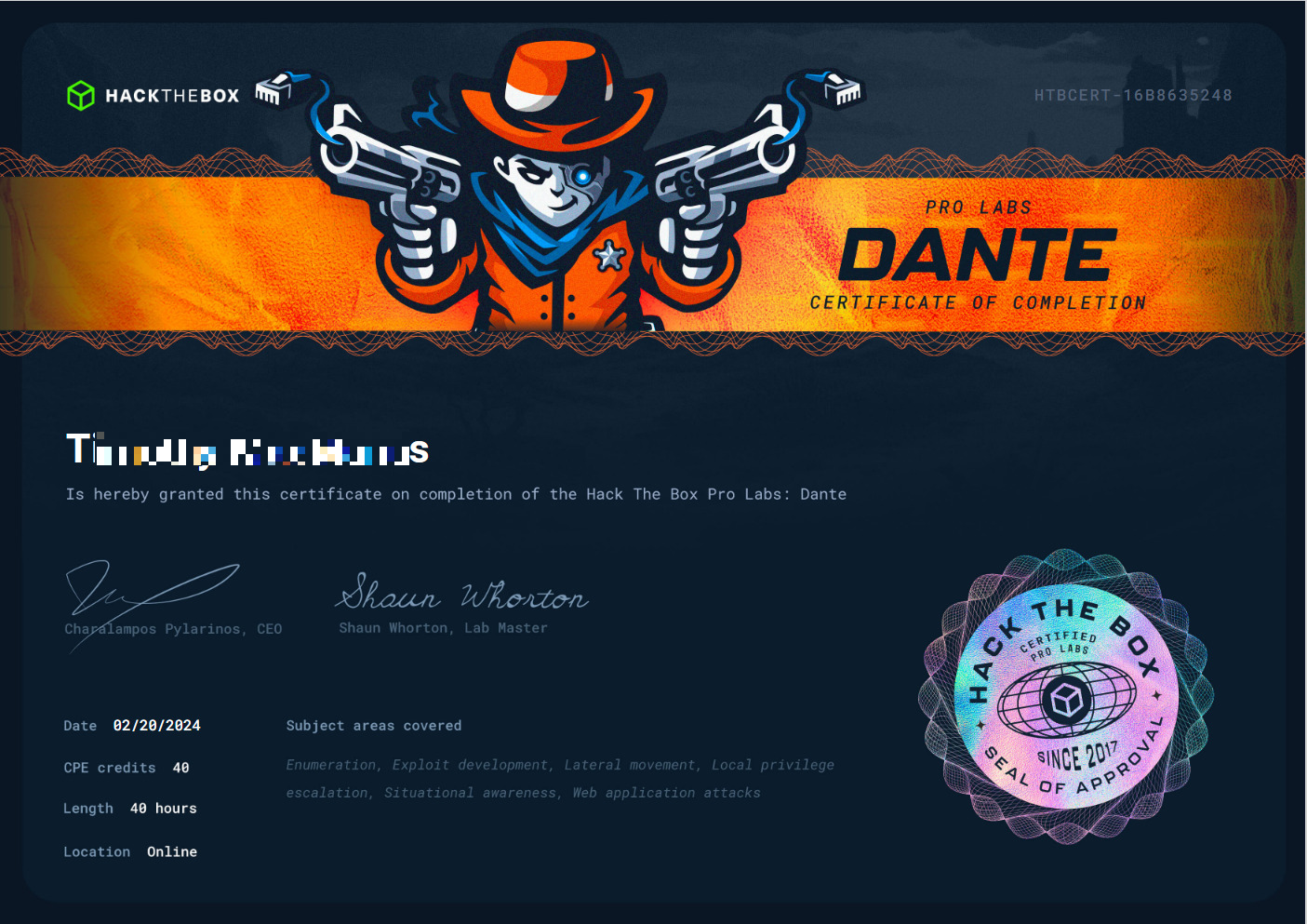 Description of Certificate 1